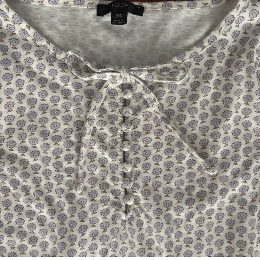 J. Crew Broken-in Jersey Top Womens XS Hyacinth Floral Feminine 100% Cotton